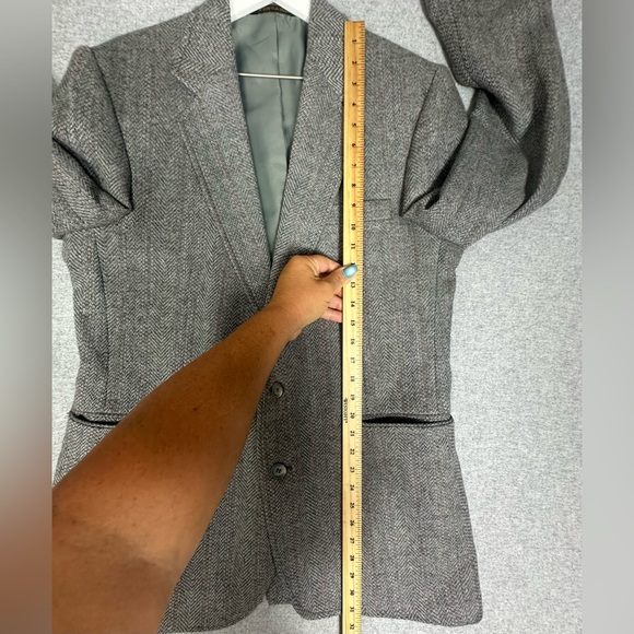 Haggar Blazer Mens 42 Long Wool Blend Sport Coat Herringbone 2‎ Button Tweed - Picture 9 of 16